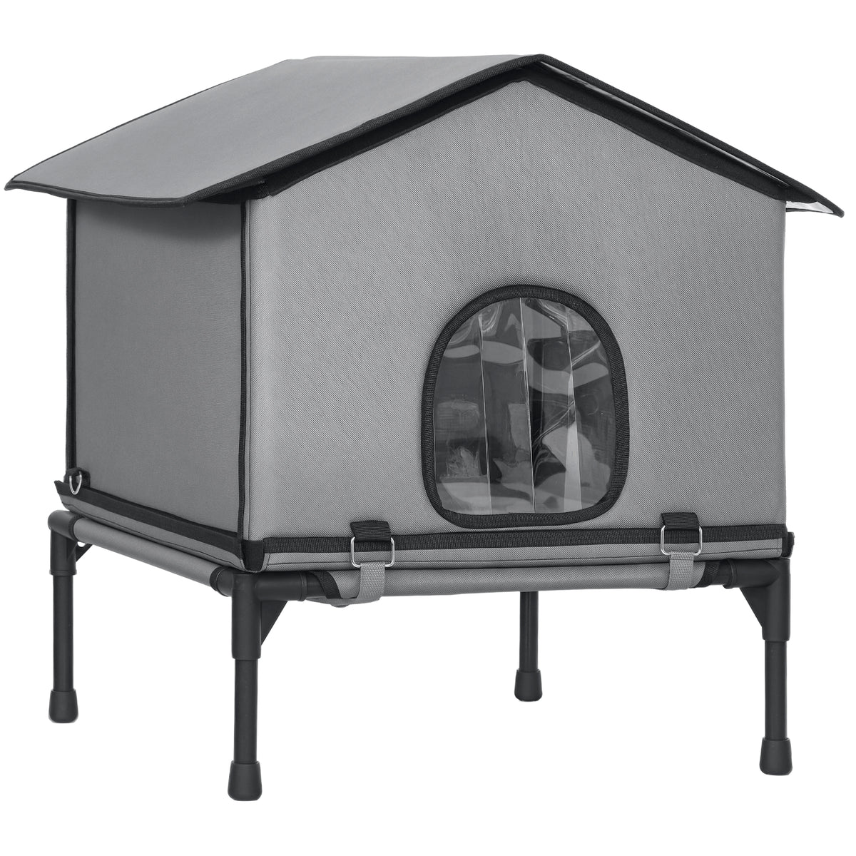 Casa para Gatos Dobrável com Almofada Elevada e Resistente à Água Caverna para Gatos 62x58,5x60 cm Cinza — foto 1