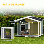 Casota para Cães Resistente às Intempéries Elevada em Madeira com Telhado de Betume Terraço para Cães de Porte Médio 103x107x83,5 cm Cinza — imagem 10