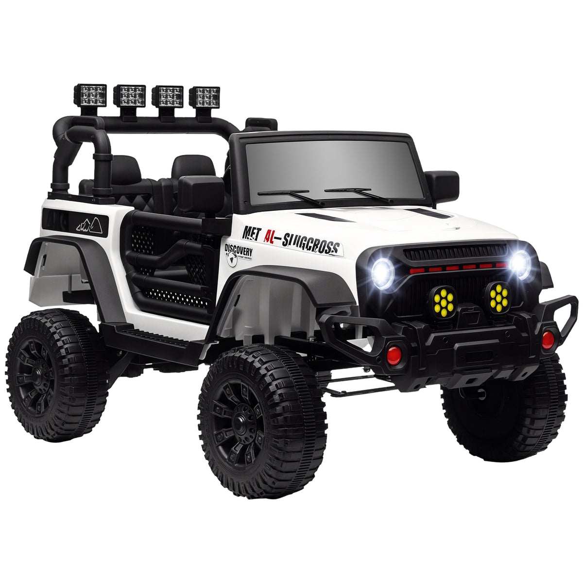 Carro Elétrico para Crianças acima de 3 Anos Carro Elétrico Infantil com Bateria de 12V Controlo Remoto Faróis LED Buzina e Música 100x63x65 cm Branco — foto 1