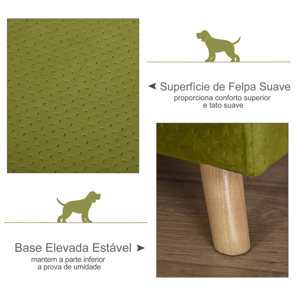 Sofá-cama para animais de estimação Sofá para cães Gatos com almofada acolchoada removível Pernas de madeira 73x58x37 cm Latão de veludo — foto 7