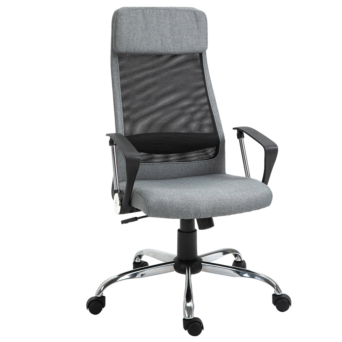 Cadeira de escritório ergonômica giratória e basculante com altura de assento ajustável 62x62x118-128 cm Cinza — foto 1