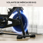 Bicicleta Estática com Resistência Ajustável Bicicleta Estática Fitness com Volante de Inércia 8 kg Ecrã LCD Guiador e Assento Ajustáveis para Casa Ginásio 103x53x110-114 cm Azul — foto 7