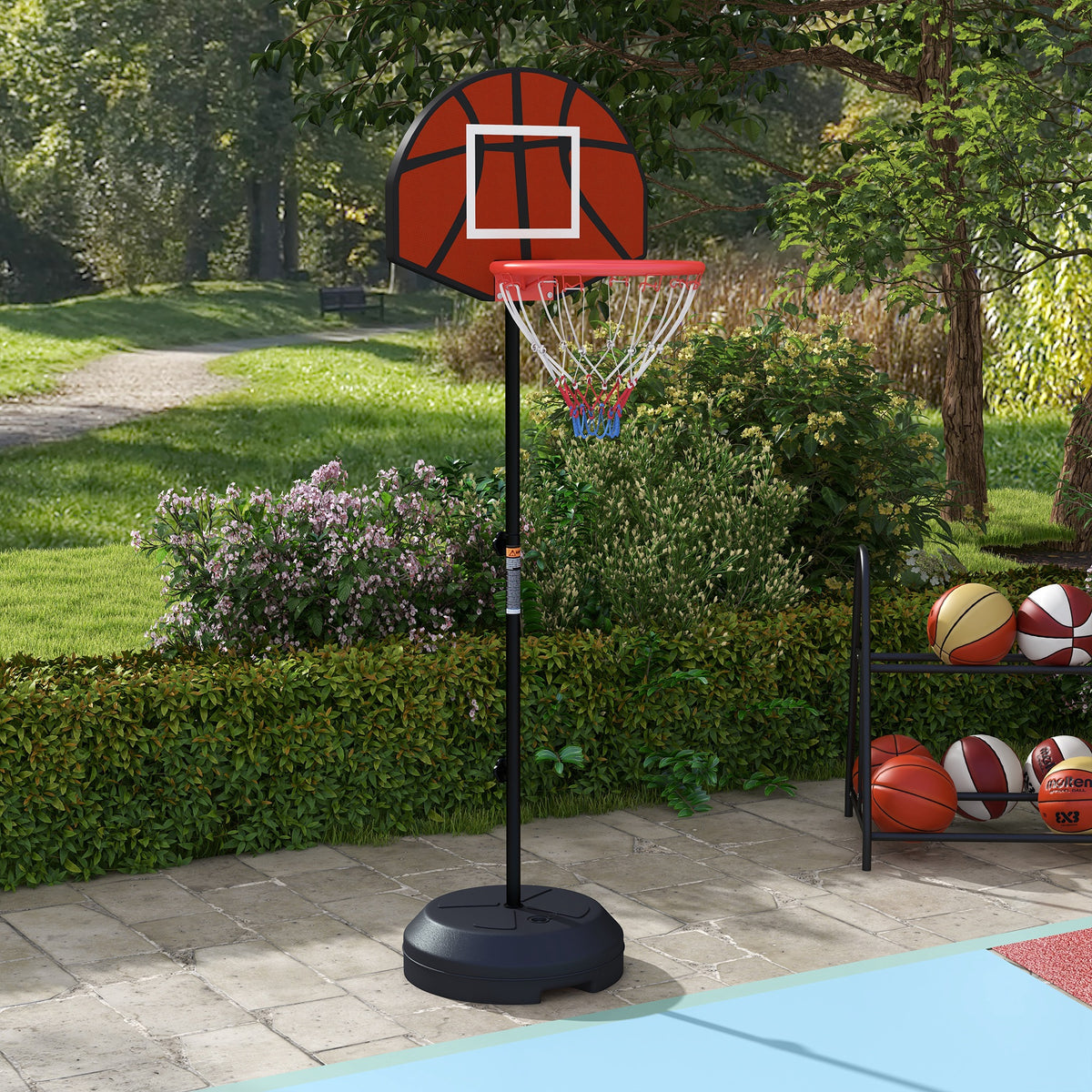 Tabela de Basquetebol com Altura Ajustável 129-179 cm Aro de Basquetebol com Alvo Magnético e Dardos Base Reenchível Ø38x129-179 cm Preto — foto 2