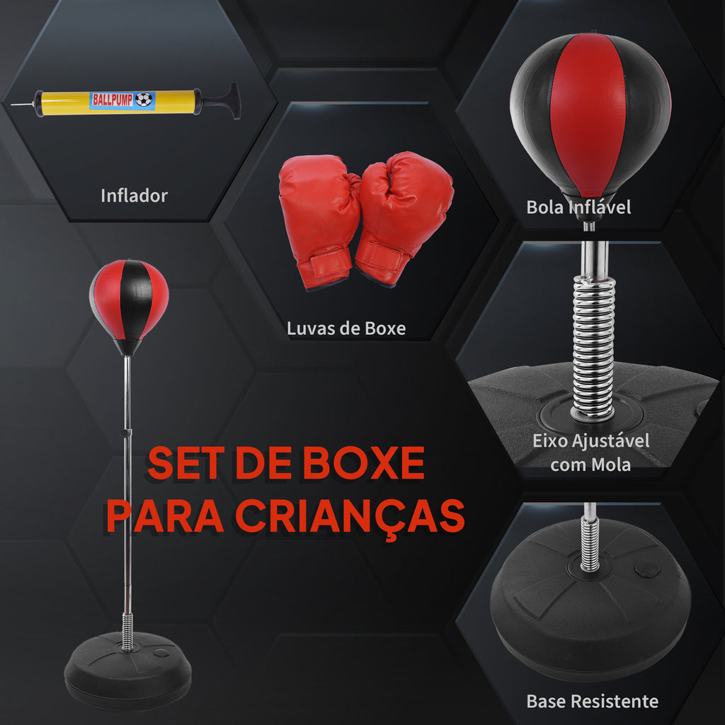Punching Ball de Boxe com Altura Ajustável de 4 Níveis Base Recarregável com Água ou Areia e Luvas para Adolescentes Ø43x125-145 cm Vermelho e Preto — foto 5