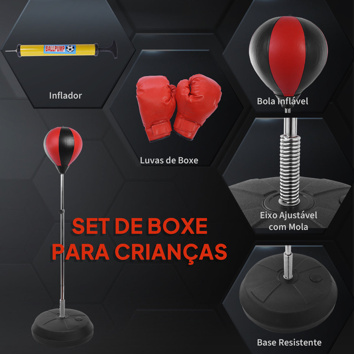 Punching Ball de Boxe com Altura Ajustável de 4 Níveis Base Recarregável com Água ou Areia e Luvas para Adolescentes Ø43x125-145 cm Vermelho e Preto — foto 5