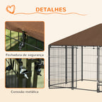 Parque para Cães com Toldo Canil para Exterior com Suporte Giratório para Comida 2 Tigelas Incluídas 211x141x151 cm Preto e Marrom — foto 7