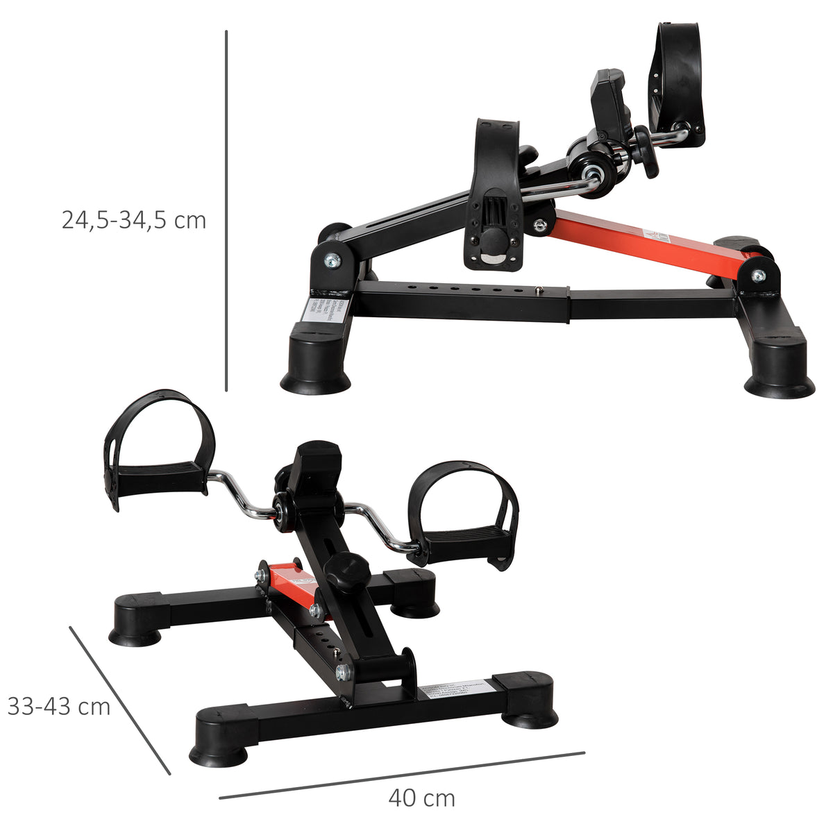 Mini Bicicleta Estática de Exercícios Mini Bicicleta Estática com Altura e Comprimento Ajustáveis Tela LCD Máquina de Pedalar de Mãos e Pernas 33-43x40x24,5-34,5 cm Preto — foto 3