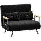 Sofá Cama Sofá Convertível em Cama de 2 Lugares Dobrável com Encosto Ajustável em 5 Níveis e 2 Almofadas Acolchoadas para Escritório Dormitório Sala de Estar 102x73x81 cm Preto — foto 1