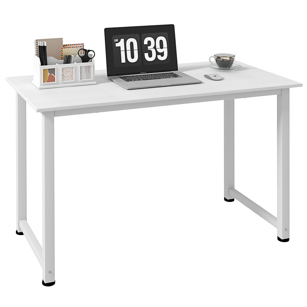 Secretária Moderna Mesa de Estudo com Estrutura de Aço e Pés Ajustáveis Mesa de Computador para Escritório Casa 120x60x76 cm Branco — foto 1