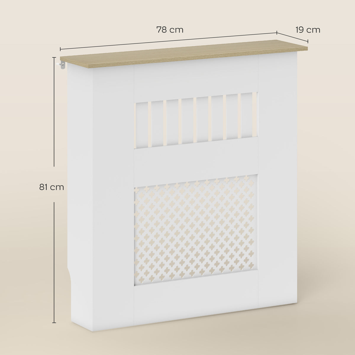 Cobertura para Radiadores Proteção Radiador de MDF 78x19x81 cm Cobertura de Radiador Desenho Moderno de Ripas e Colmeia para Sala Quarto Branco — foto 3