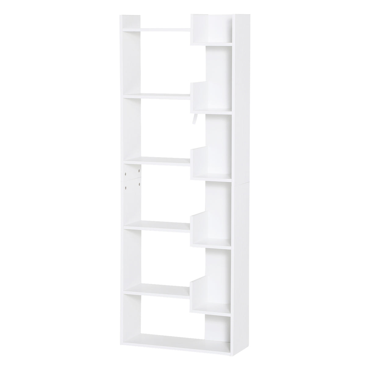 Estante de 6 Níveis Estante Vertical de Forma Irregular Sistema Anti-tombamento de Design Moderno 60x21x162,5 cm Branco — foto 1