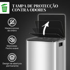 Balde de Lixo de Cozinha com 2 Compartimentos 2x20L Cubo de Lixo de Aço Inoxidável com Pedal Fechamento Suave e Cubo Amovível para Escritório Cozinha Prata — foto 6
