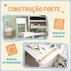 Mesa e Cadeira Infantil de 2 Peças Mesa para Crianças com Cadeira Ardósias Dobrável Mesa para Crianças acima de 3 Anos com Prateleiras Rolo de Papel para Dormitório Sala de Jogos Branco — foto 7