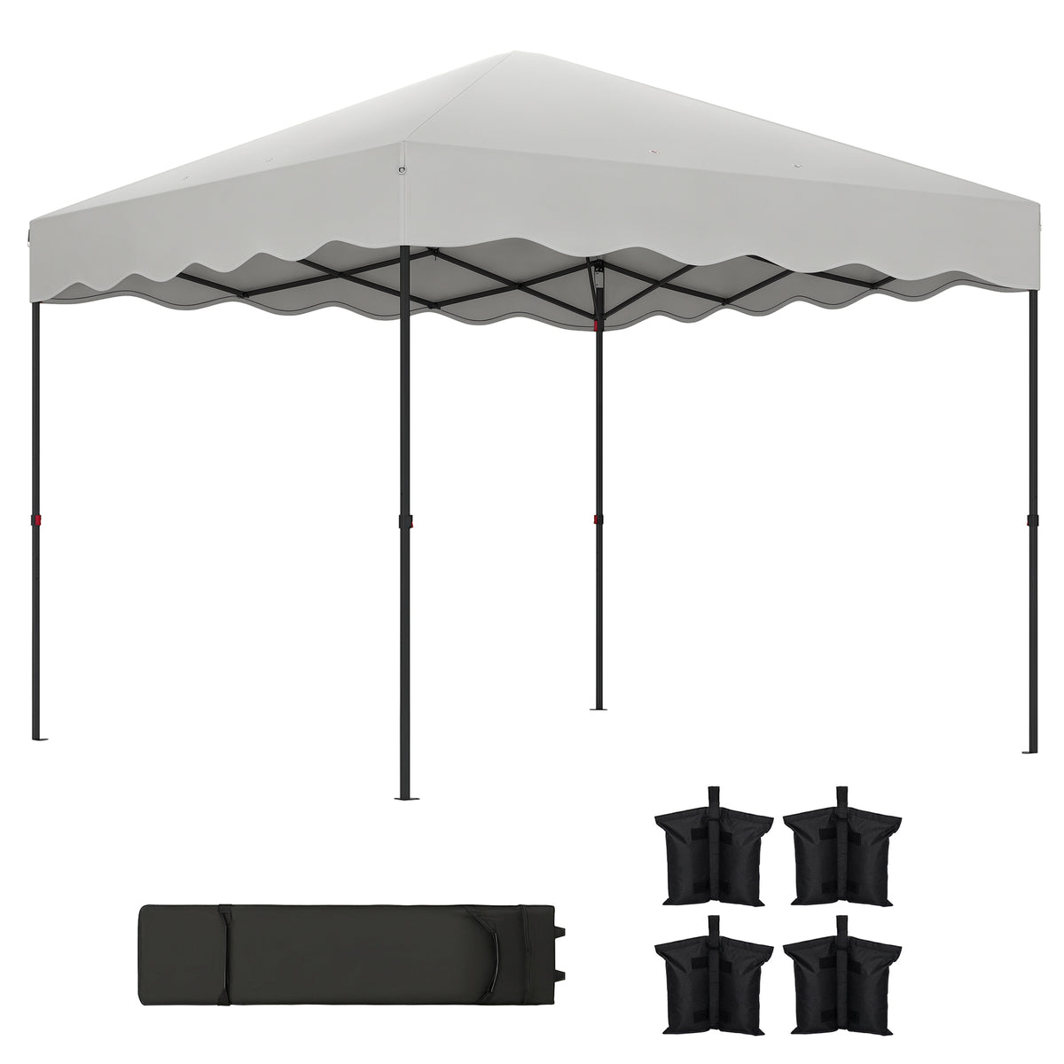 Tenda Dobrável Pop UP Tenda 3x3 m Tenda para Eventos com Proteção UV50+ Altura Ajustável Bolsa de Areia e Bolsa de Transporte com Rodas para Campismo Festas Branco — foto 1