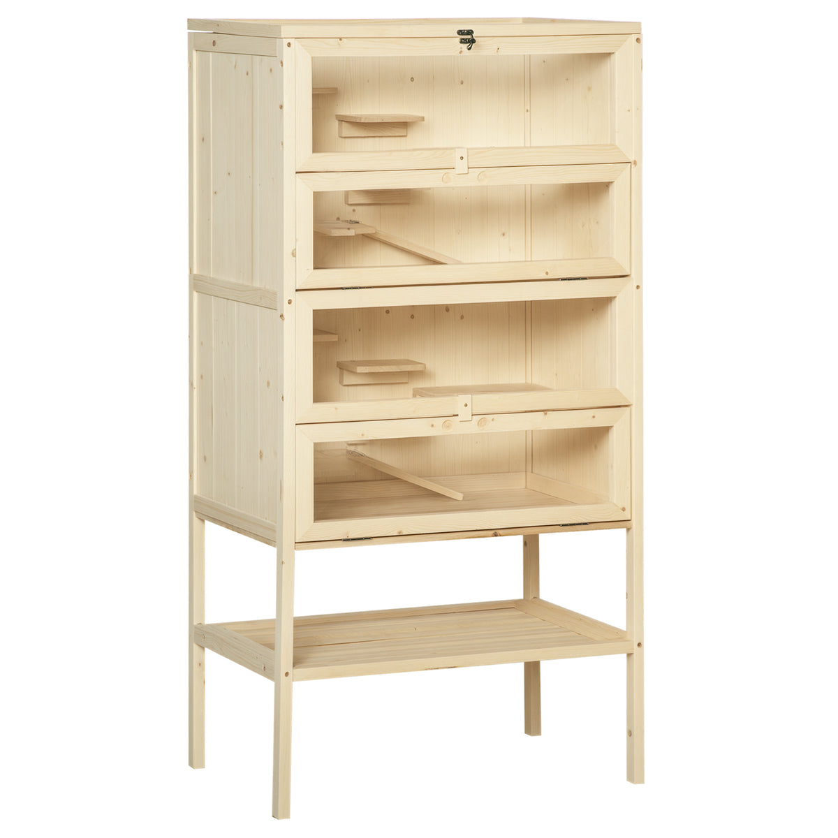 Gaiola de madeira para hamsters e outros pequenos roedores com várias plataformas 60x40x120cm — foto 1