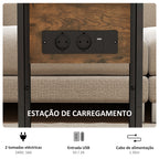 Mesa Auxiliar com Estação de Carga Mesa Auxiliar para Sofá com Tampo Dobrável e Pés Ajustáveis Mesinha Auxiliar para Sala Quarto Madeira Rústica — foto 5