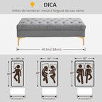 Banco de Pé de Cama com Assento Acolchoado e Pés Metálicos Banco de Quarto para Entrada Corredor Capacidade 120 kg 118x45x42 cm Cinza — foto 7