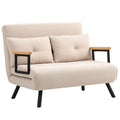 Sofá Cama Sofá Convertível em Cama de 2 Lugares Dobrável com Encosto Ajustável em 5 Níveis e 2 Almofadas Acolchoadas para Escritório Dormitório Sala de Estar 102x73x81 cm Bege - Modelo 1 — foto 1