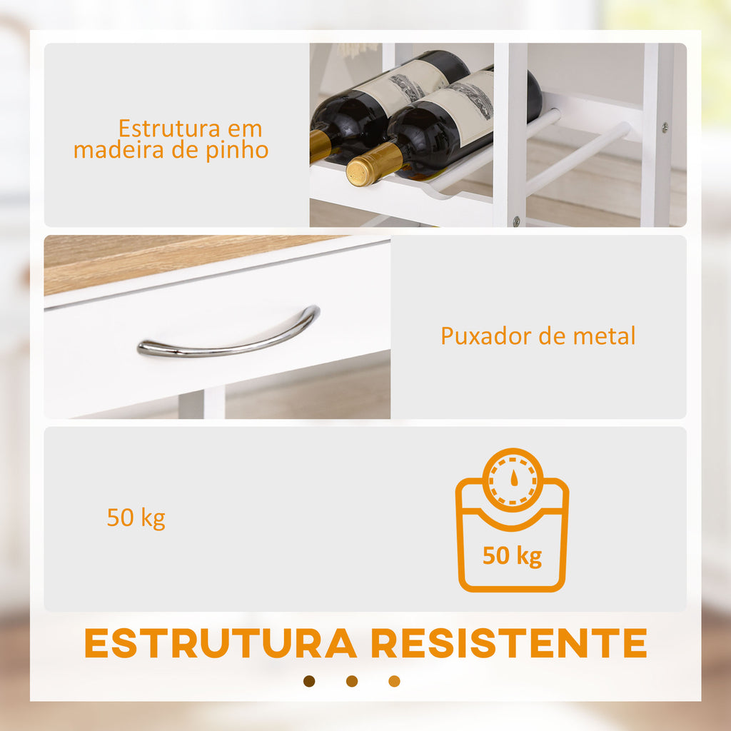 Carrinho de cozinha Carrinho de serviço de 4 níveis com rodas giratórias Gaveta Prateleiras Garrafeira Armazenamento De Cozinha Sala de estar Sala de jantar 37x37x76 cm Branco — foto 6
