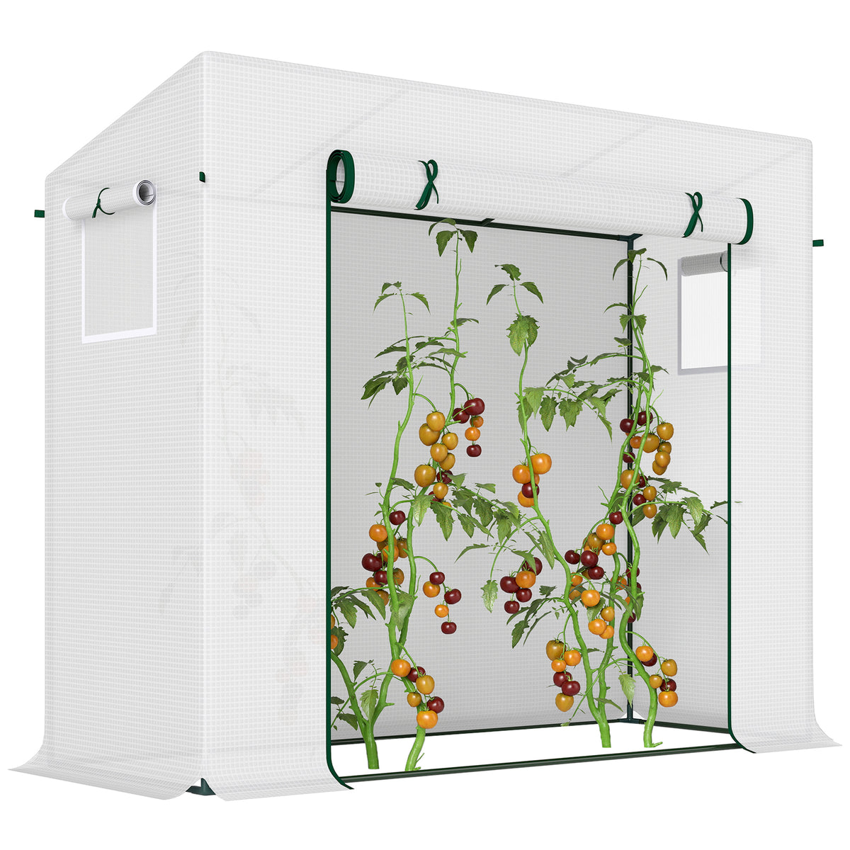 Estufa de Jardim Pequena Estufa de Exterior com Janelas e Estrutura de Aço Estufa para Cultivar Tomates Plantas Flores 200x76x168 cm Branco — foto 1