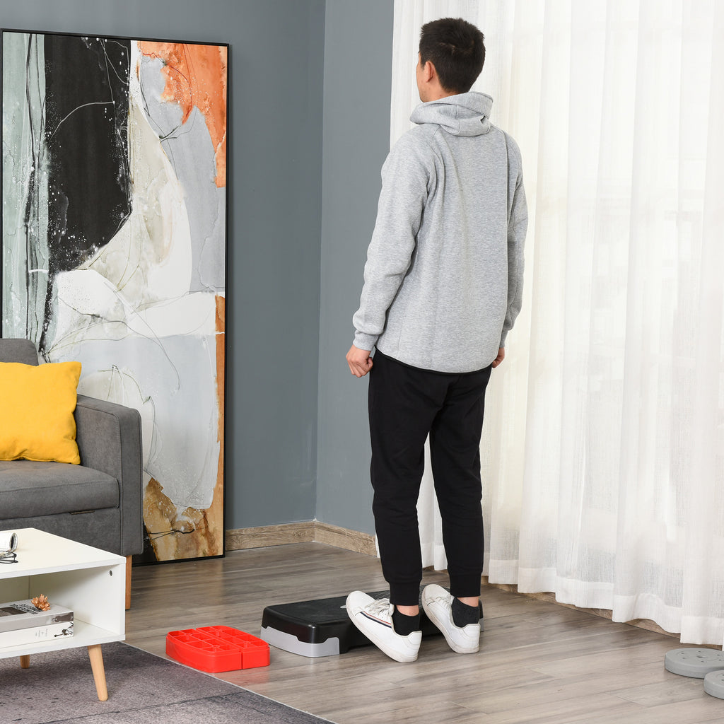 Step para Exercício Aeróbico Plataforma Step com Altura Ajustável em 2 Níveis com Carga Máxima 150kg para Exercício em Academia Casa 68x29x10-15cm Preto e Vermelho — foto 6
