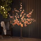 Árvore de Eucalipto Artificial 150 cm Árvore Artificial com 245 Luzes LED e Base Decoração para Interior e Exterior Laranja e Marrom — foto 2
