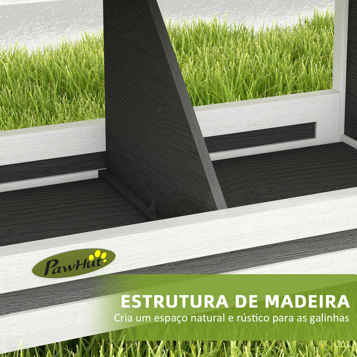 Ninho para Galinhas de Madeira Caixa Ninho para 2 Galinhas com 2 Compartimentos e Telhado Asfáltico para Interior e Exterior 66x37x34 cm Cinza — foto 5