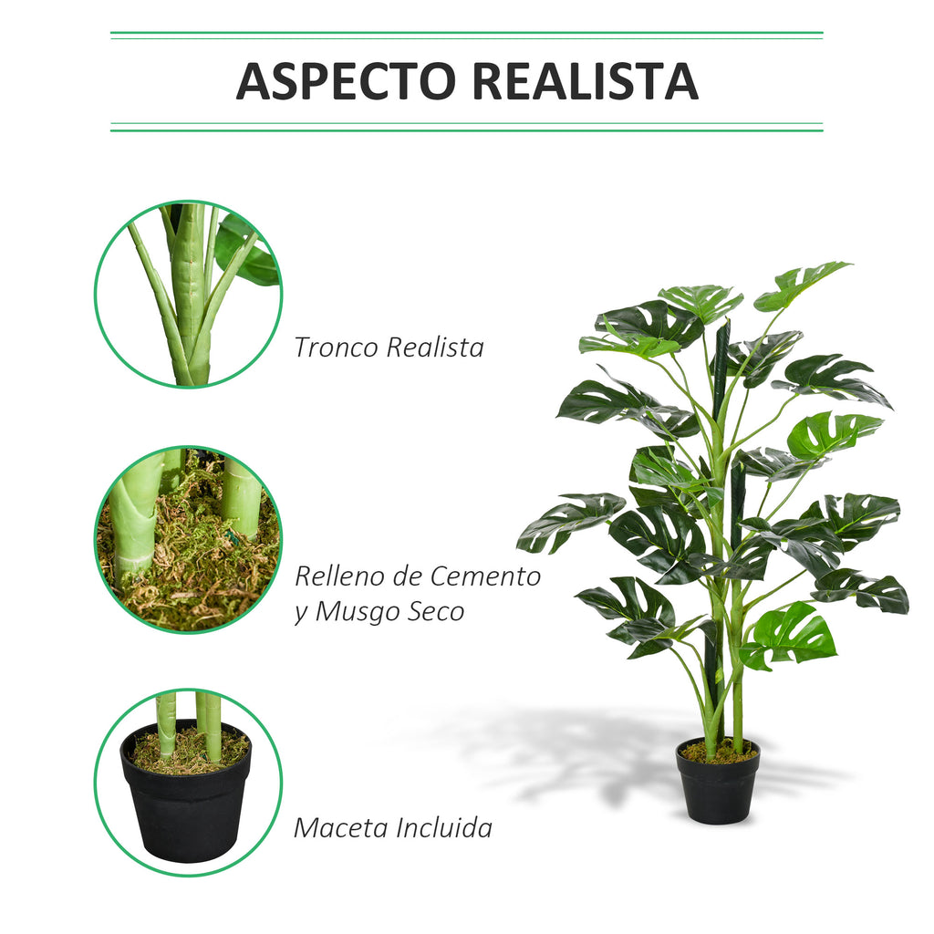 Monstera Planta Artificial com Vaso Árvore Tropical Sintética com 21 Folhas Ø16x100 cm Verde — foto 4