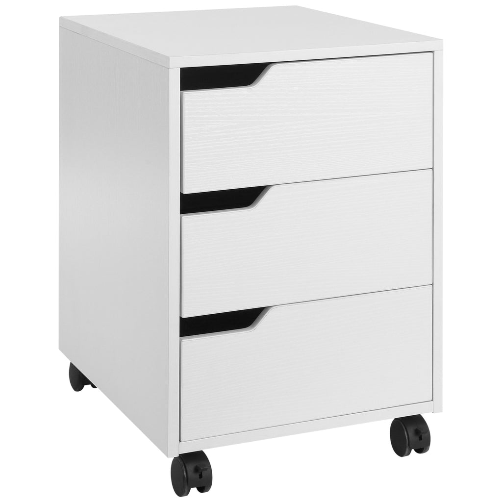 Bloco de Gavetas para Escritório Móvel de Escritório Bloco de Gavetas com 3 Gavetas e 4 Rodas 40x50x57,5 cm Branco — foto 1