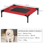 Cama para Animais de Estimação Cama Elevada para Cães Gatos Portátil Tecido Transpirável para Exterior Interior 76x61x18cm Vermelho — foto 3