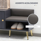 Banco Sapateira com Compartimento Aberto e Almofada Acolchoada para 4 Pares de Sapatos para Entrada Corredor 80x33x49 cm Cinza Escuro — foto 5