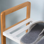Sapateira multiuso com 4 níveis Máximo 11 pares com compartimento para botas altas Prateleira para sapatos Madeira maciça de pinho 68x26x78 cm Branco — foto 8