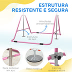 Barra de Ginástica Artística Barra Horizontal Dobrável com Altura Ajustável Equipamento de Ginástica para Treino em Casa para Crianças 154x106,2x88,5-128,5 cm Rosa — foto 5