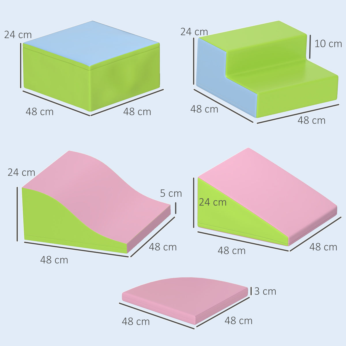 Conjunto de 6 Blocos de Espuma para Crianças 1-3 Anos Grandes Blocos de Construção Brinquedo Educativo para Escalar e Rastejar Multicolor — foto 3