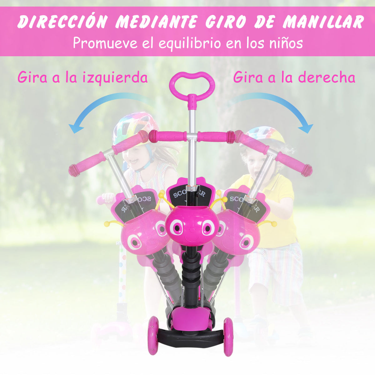 5 em 1trotinete para crianças de acima de 1 ano 3 rodas trotinete com assento removível guiador ajustável 62x25x72,5 cm rosa — foto 5