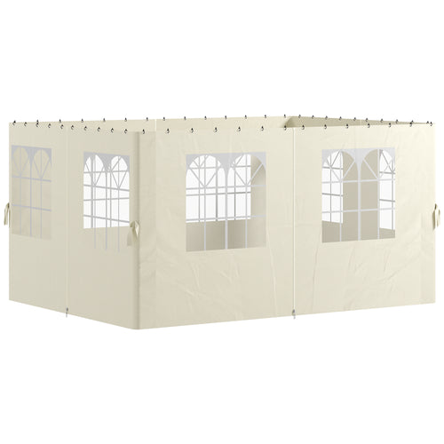 4 Paredes Laterais para Tenda 3x4 m Laterais de Tenda com Ganchos 8 Janelas Proteção UV Substituição Lateral para Tenda de Jardim Exterior Festa Creme — foto 1