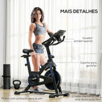 Bicicleta Estática com Resistência Ajustável Bicicleta Estática Fitness com Volante de Inércia 8 kg Ecrã LCD Guiador e Assento Ajustáveis para Casa Ginásio 103x53x110-114 cm Azul — foto 8