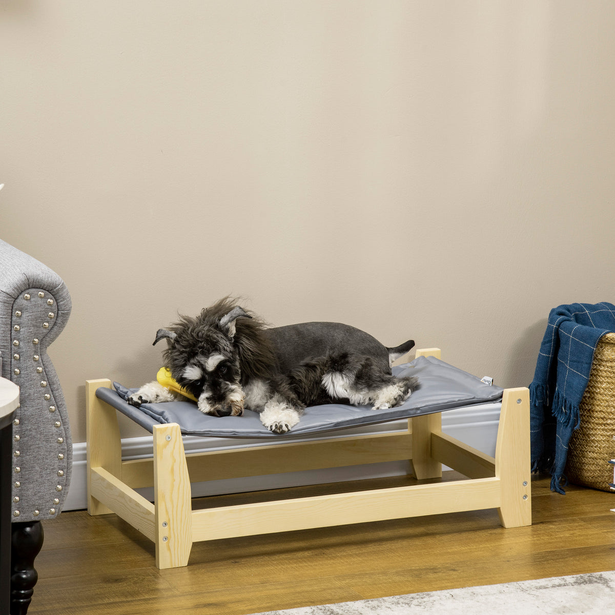 Cama Elevada para Cães Cama Elevada para Animais de Estimação Pequenos e Médios com Almofada Lavável Carga Máxima 8kg para Interior Exterior 70x40x25cm Cinza — foto 2