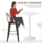 Mesa de Bar Redonda Mesa Alta de Cozinha Moderna com Bancada Pintada e Estrutura de Aço para 2 Pessoas para Casa Sala de Jantar Ø60x102 cm Branco — foto 7