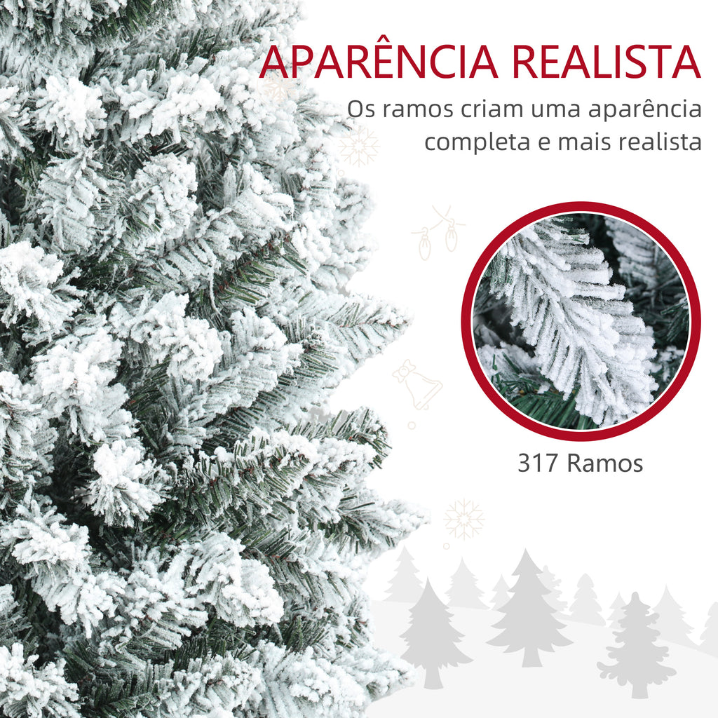 Árvore de Natal 150 cm Árvore de Natal Artificial Coberta de Neve com 317 Ramo e Suporte de Metal Árvore Natalícia para Sala Interior Verde — foto 5