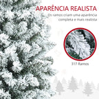 Árvore de Natal 150 cm Árvore de Natal Artificial Coberta de Neve com 317 Ramo e Suporte de Metal Árvore Natalícia para Sala Interior Verde — foto 5