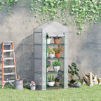 Estufa de Jardim com 4 Prateleiras e Cobertura de PE Estufa de Aço para Cultivo de Plantas Flores 70x50x160cm Branco — foto 2