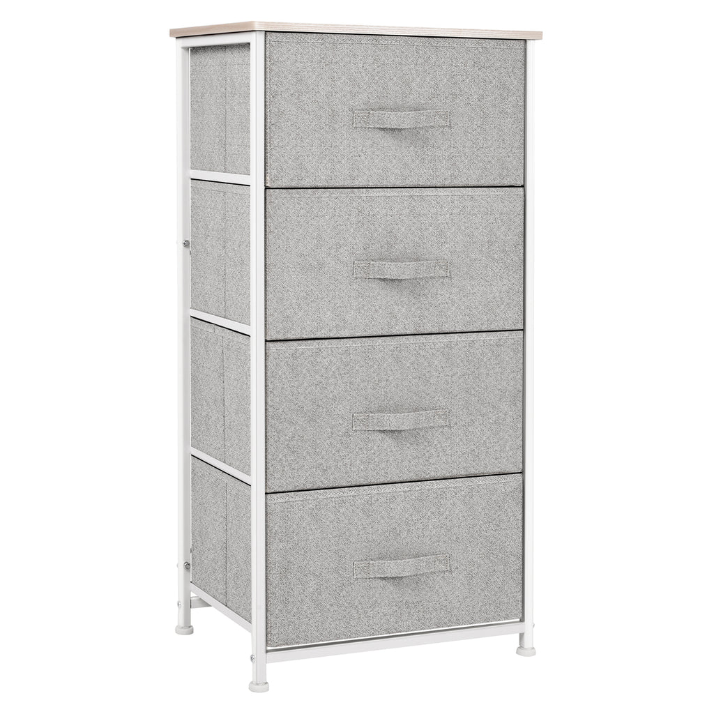 Cómoda com 4 Gavetas de Tecido Móvel de Arrumação Multifuncional para Dormitório Sala de Estar Corredor 45x30x92 cm Cinza e Branco — foto 1