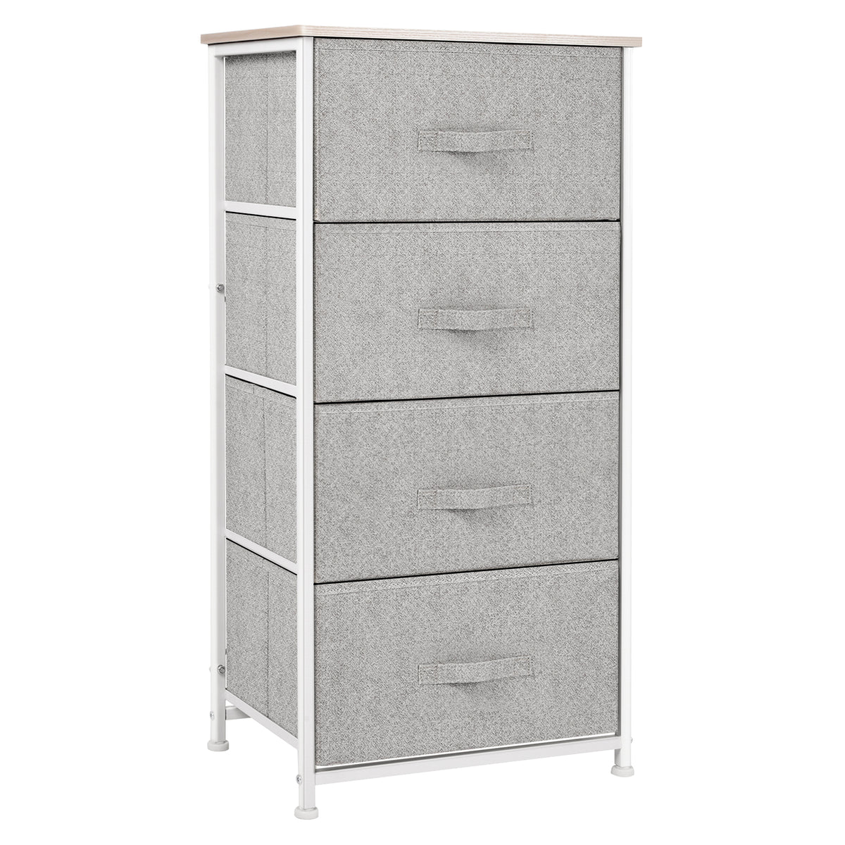 Cómoda com 4 Gavetas de Tecido Móvel de Arrumação Multifuncional para Dormitório Sala de Estar Corredor 45x30x92 cm Cinza e Branco — foto 1