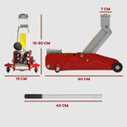 Macaco Hidráulico para Carros de 2 Toneladas Macaco Hidráulico com Altura Ajustável 12-30 cm e 4 Rodas para Apoiar Carros Vermelho e Cinza — foto 3