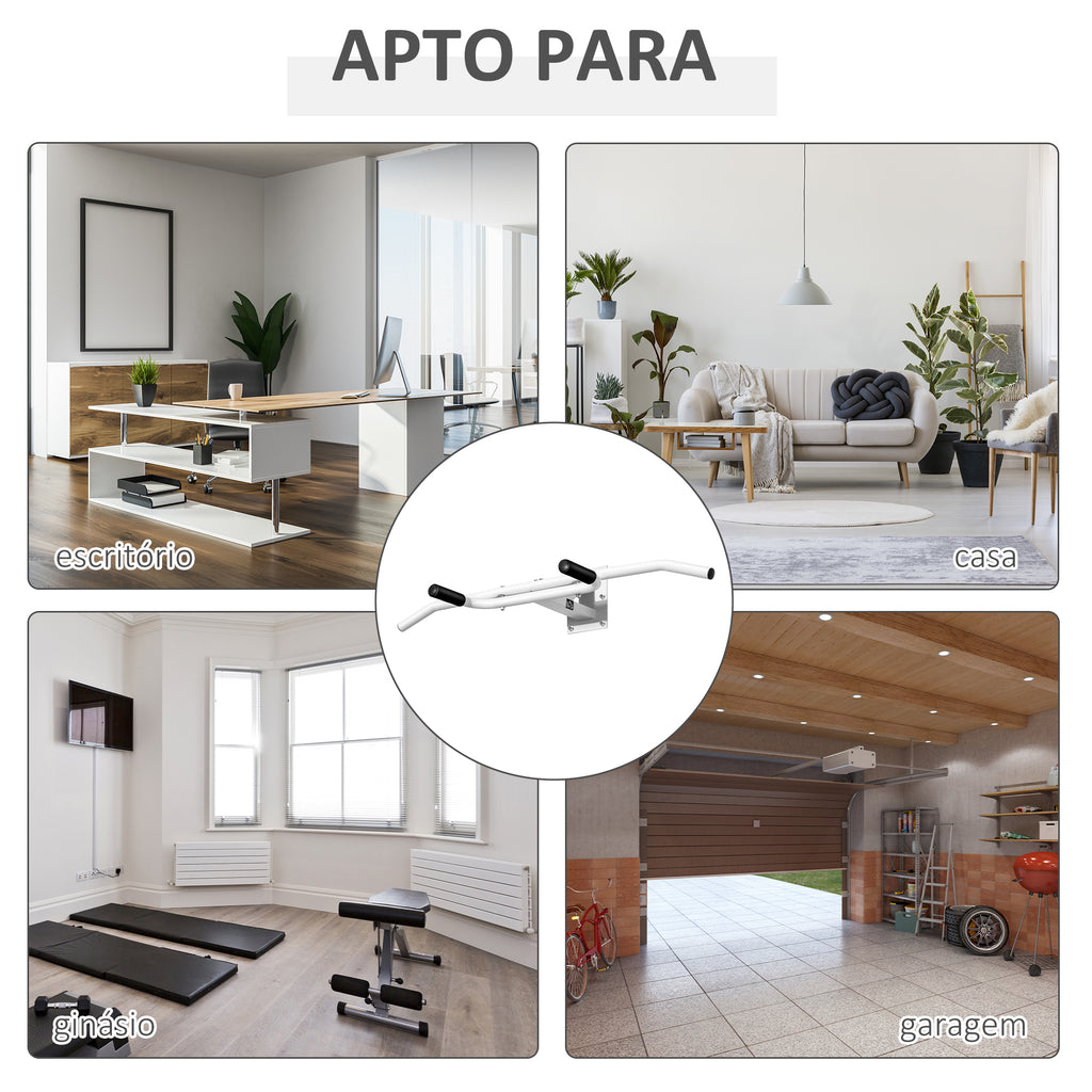 Barra de Elevações Fixa de Parede para Abdominais e Exercícios de Musculação - Branco - 118x44x20cm — foto 6