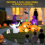 Abóbora Insuflável de Halloween com Fantasma e Lápida Decoração de Halloween com Luzes LED IP44 e Insuflador para Jardim Festas Exterior 240x130x130 cm Multicolor — foto 4