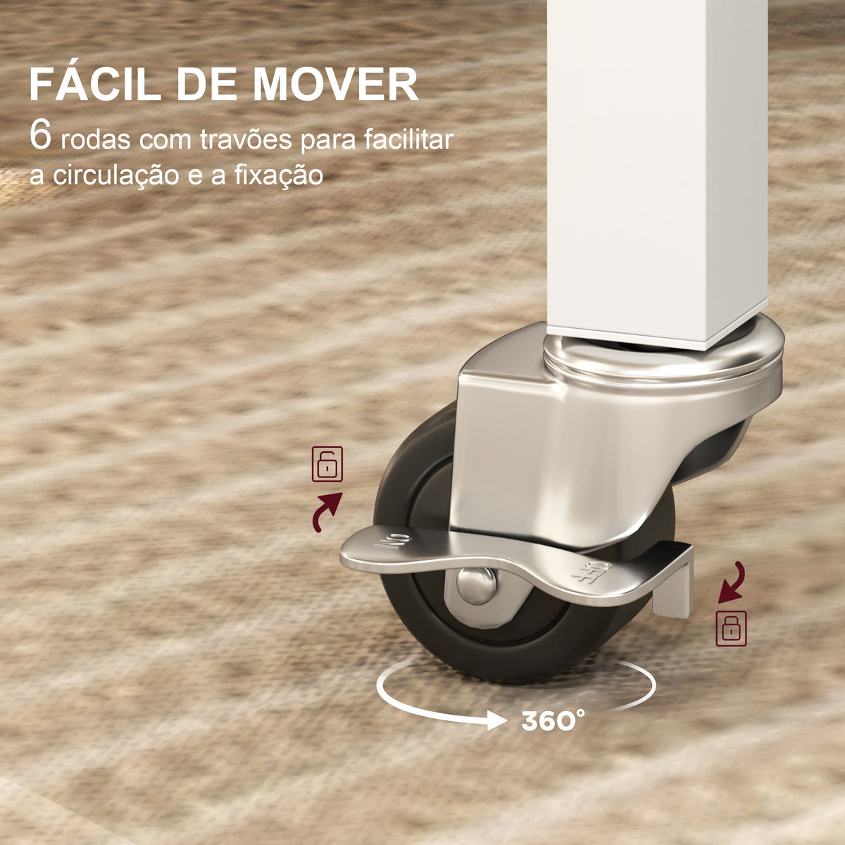 Mesa Dobrável de Cozinha para 4-6 Pessoas Mesa de Sala de Jantar Dobrável com Rodas e Laterais Dobráveis Mesa para Cozinha 120x80x73 cm Branco — foto 5