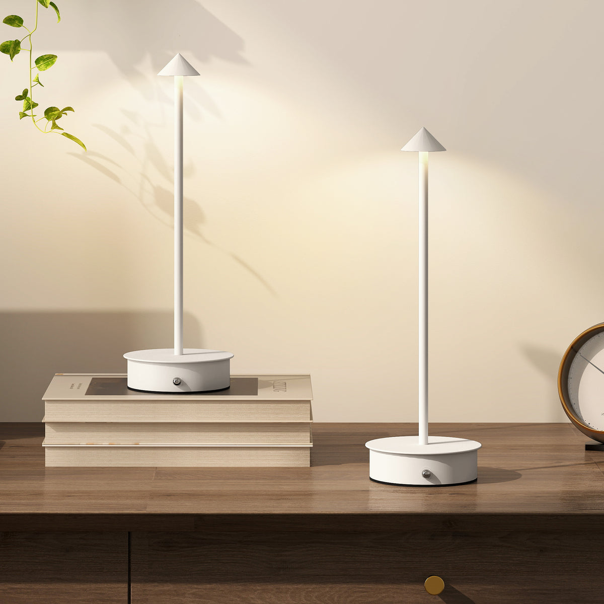 Conjunto de 2 Candeeiros de Mesa Recarregáveis por USB Reguláveis com Controlo Táctil 3000K/4500K/6500K Luz LED Incluída para Quarto Sala ou Escritório Ø10x30 cm Branco — foto 2