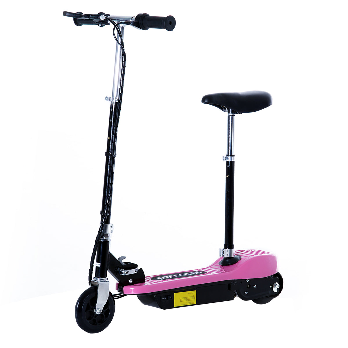 Trotinete Elétrica para Crianças Trotinete Dobrável Bateria 120W Guiador Ajustável Velocidad Máxima de 10km/h e Freio de Pé 78x37x99 cm Rosa — foto 1